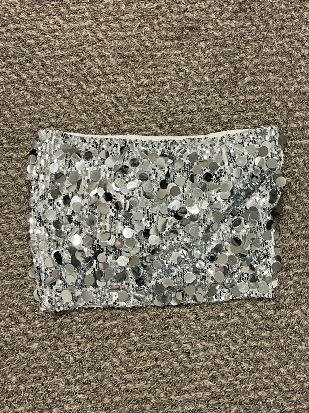 Edikted Silver Sequin Mini Skirt